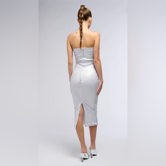 NWT Akira Iced Out Denim Coated Midi Dress S - Picture 4 of 6